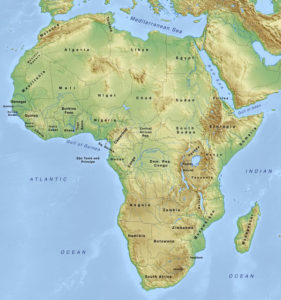 Topographical Map of Africa