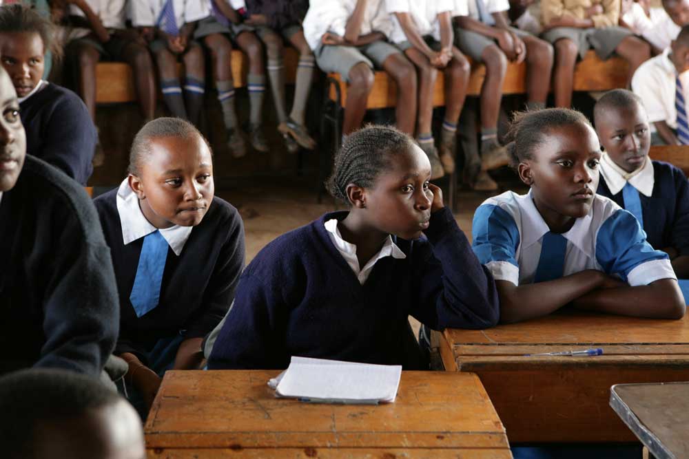 Kenya girls in classroom