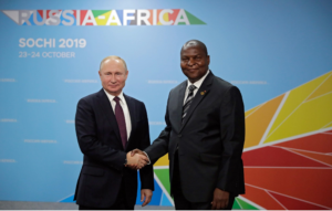 Vladimir Putin and Faustin Touadera 2019