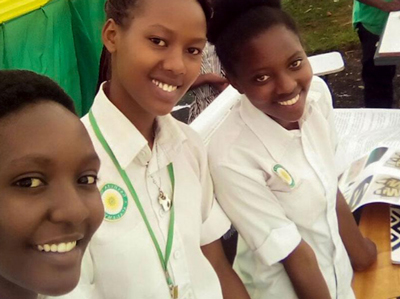 Rwandan girls pose for a photo