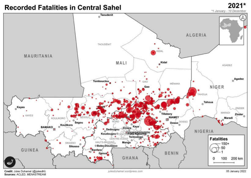 Recorded Fatalities in Central Sahel 2021