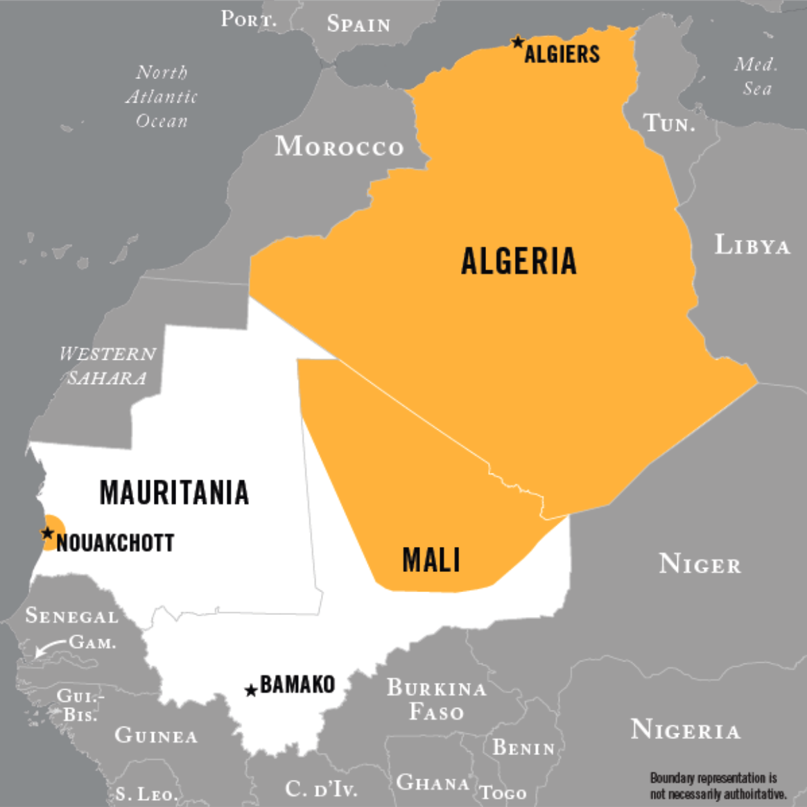 Source: Historic AQIM areas of operation, prior to expansion, especially south and east from 2015. National Counterterrorism Center.
